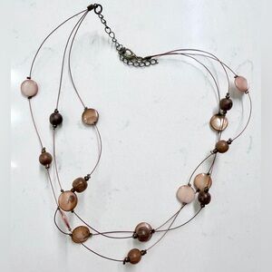 Elegant Pink and Brown Beaded Necklace